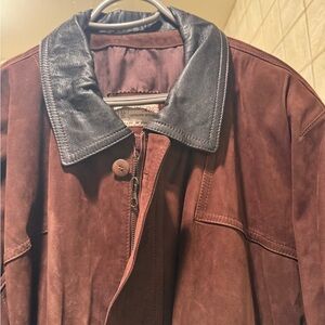 Vera Pelle Dark Brown Leather Jacket with Black Collar